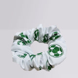 Century soccer white and green hair scrunchie