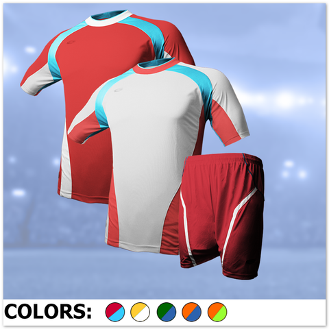 Red-SkyBlue-White Soccer Uniform