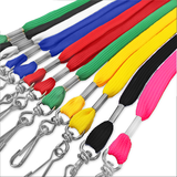 Black, blue, yellow, white, green, navy blue, red, and pink lanyards.