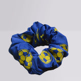 Century soccer royal blue and yellow hair scrunchie
